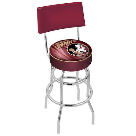 Holland Bar Stool Co 25" Chrome 2-Ring Florida State (Head) Swivel Bar Stool, Back L7C425FSU-HD-D2